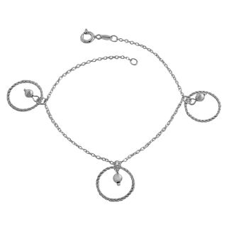 Fremada Sterling Silver Hoops and Beads Charm Bracelet
