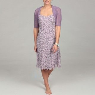 Connected Apparel Womens Chiffon Bungee Dress with Crocheted Bolero