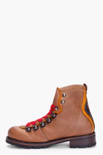 Dsquared2 Brown Leather St Moritz Hiking Boots for men