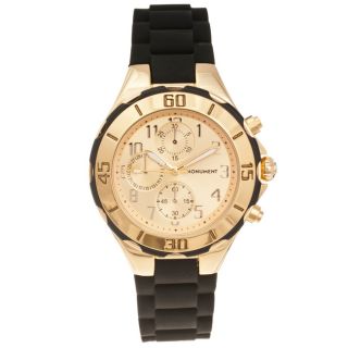 Monument Womens Rubber Strap Goldtone Sporty Watch Today $35.99