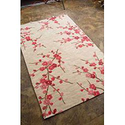 Hand tufted Sand/ Red Rug (5 x 76)