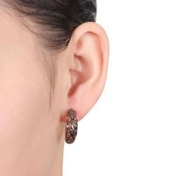 Miadora Pink Silver and Black Rhodiumplated Hoop Earrings