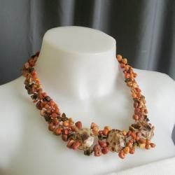 Brown Limpet Sea Shell and Multi gemstone Necklace (Philippines