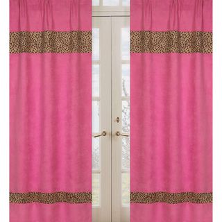 Cheetah Girl Pink and Brown 84 inch Curtain Panel Pair