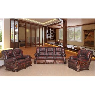 Jefferson Classic 3 piece Top Grain Leather Sofa Set