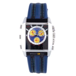 Chronotech Mens Blue Textured Dial Blue and Black Leather Watch Today