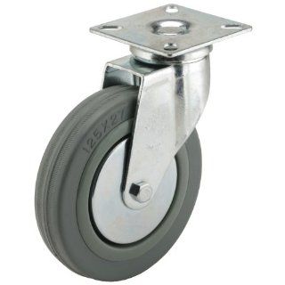 Caster D Series Plate Caster, Swivel, Rubber Wheel, Plain Bearing, 154