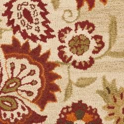 Handmade Blossom Paisley Beige Wool Rug (26 x 4)